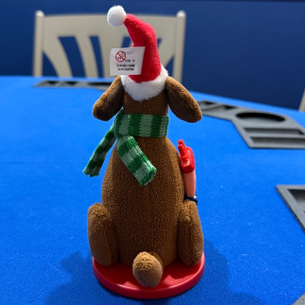 Wondershop Brown Dog Figurine with Red Santa Hat and Green Scarf - Picture 3 of 3